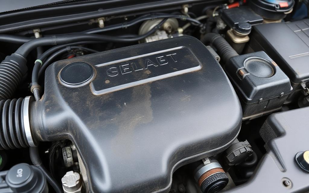 Grease Film & Oil Residue — engine bay condition example