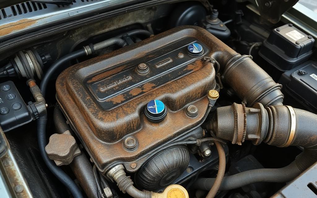 Heavy Grease Buildup — engine bay condition example