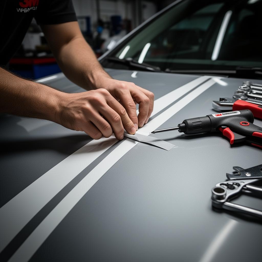 3M Knifeless Tape precision application for racing stripes at Auto Detailing Spot