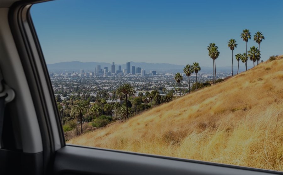 View through a car window with 70% VLT carbon window tint