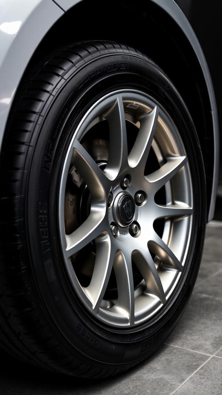 Clean alloy wheel with dressed tire and visible brake caliper